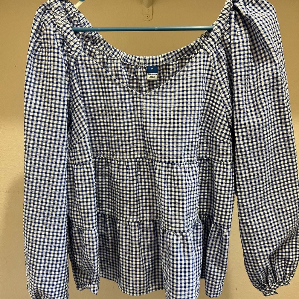 Old Navy Blue gingham baby doll top.